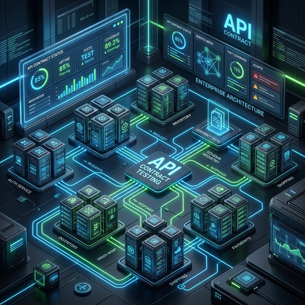 API contract testing architecture inside an enterprise microservices mesh