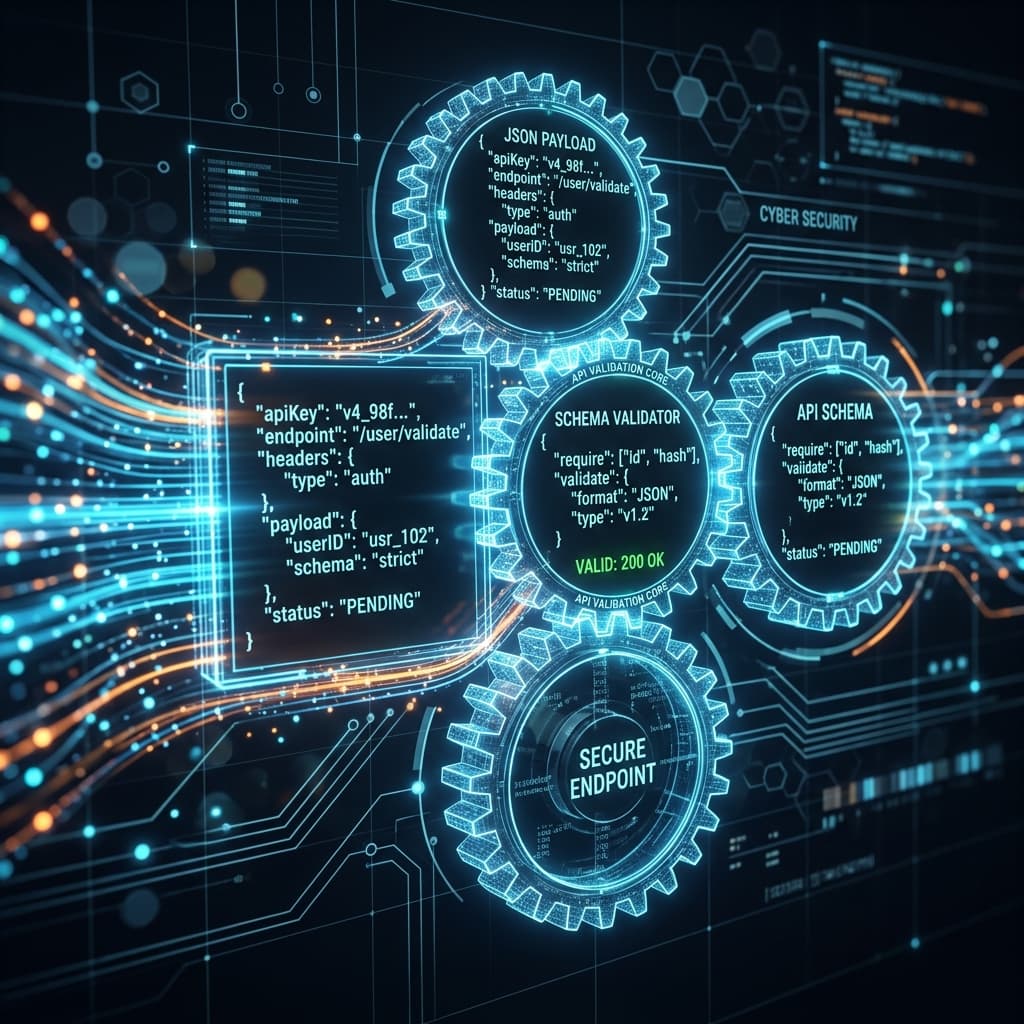 Abstract digital representation of API schema validation locking together
