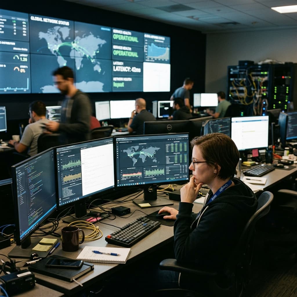 A site reliability engineer monitoring database traffic routing and load balancing.