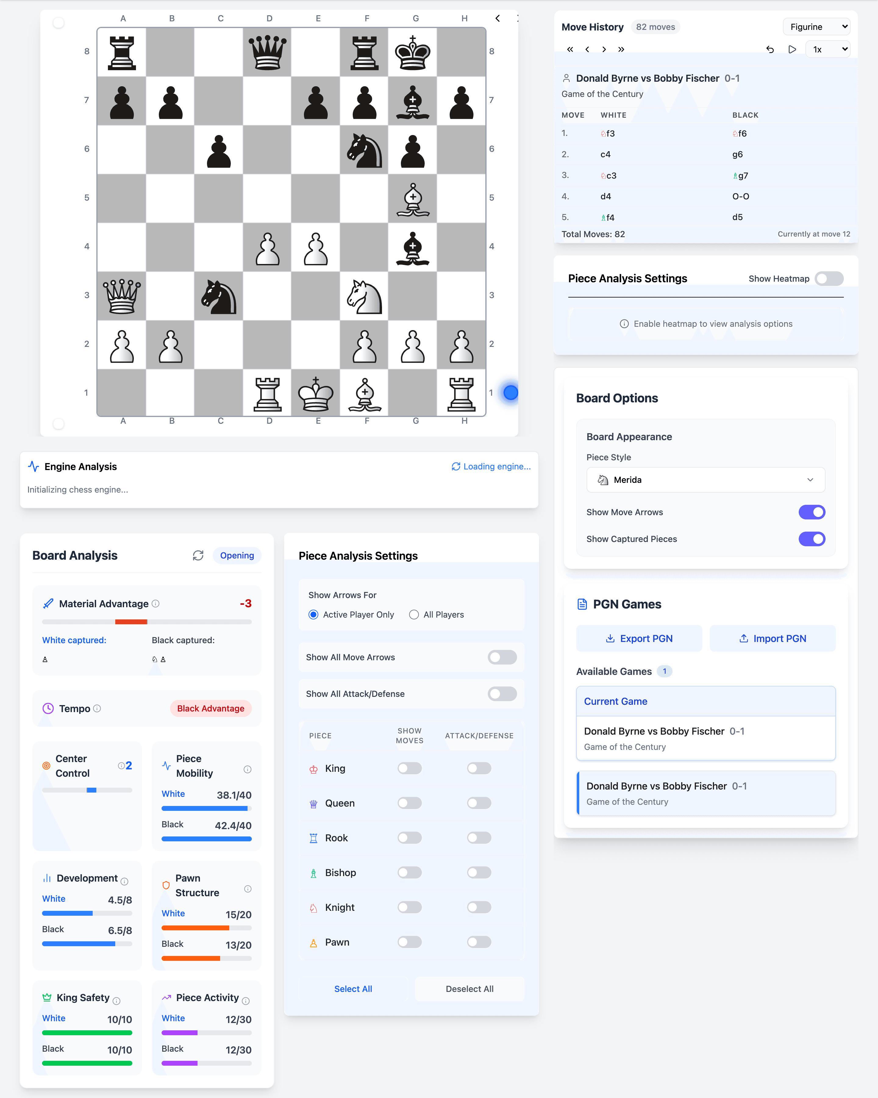 Chessyi Stockfish engine panel with principal variations